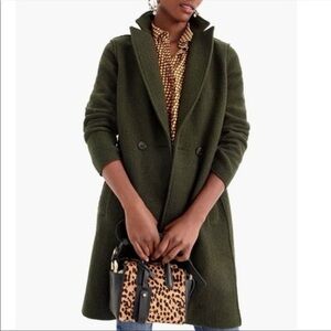 J. Crew Daphne Wool Coat Italian Double Breasted Green Women's 8 Long Collar